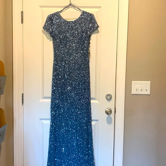 adrianna papell blue sequin dress Adrianna Papell Platinum 40400 main image 1